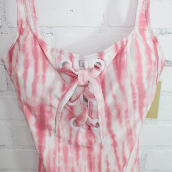 Michael Kors Lace Up Tie Dye One Piece Swimsuit - Picture 3 of 5